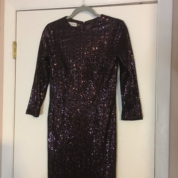 TERI JON 3/4 Sleeve Plum Sequin Sheath Gown   NEW!!! - Picture 8 of 15